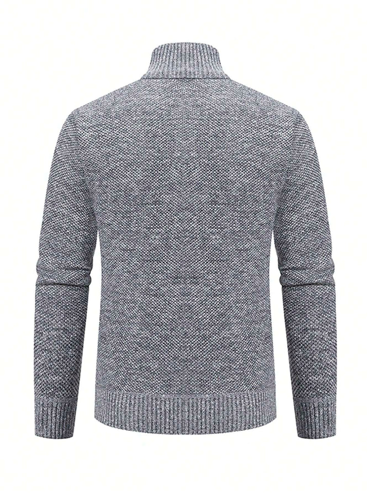 Herr zip-front långärmad stickad tjock varm sweatshirt jacka
