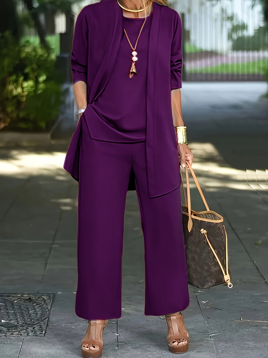 Eveline™ - Chic Enfärgad Tre Delars Set