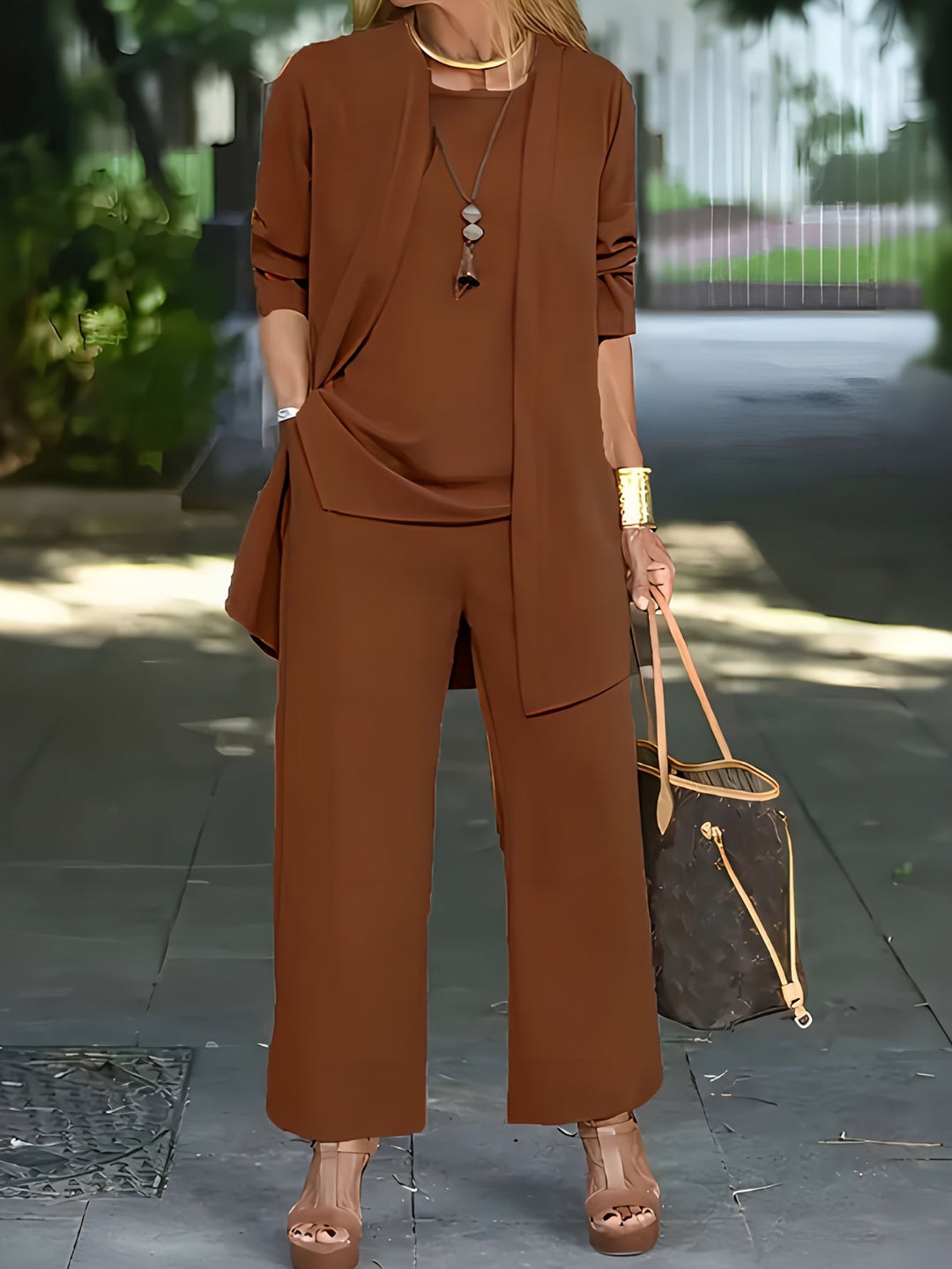 Eveline™ - Chic Enfärgad Tre Delars Set