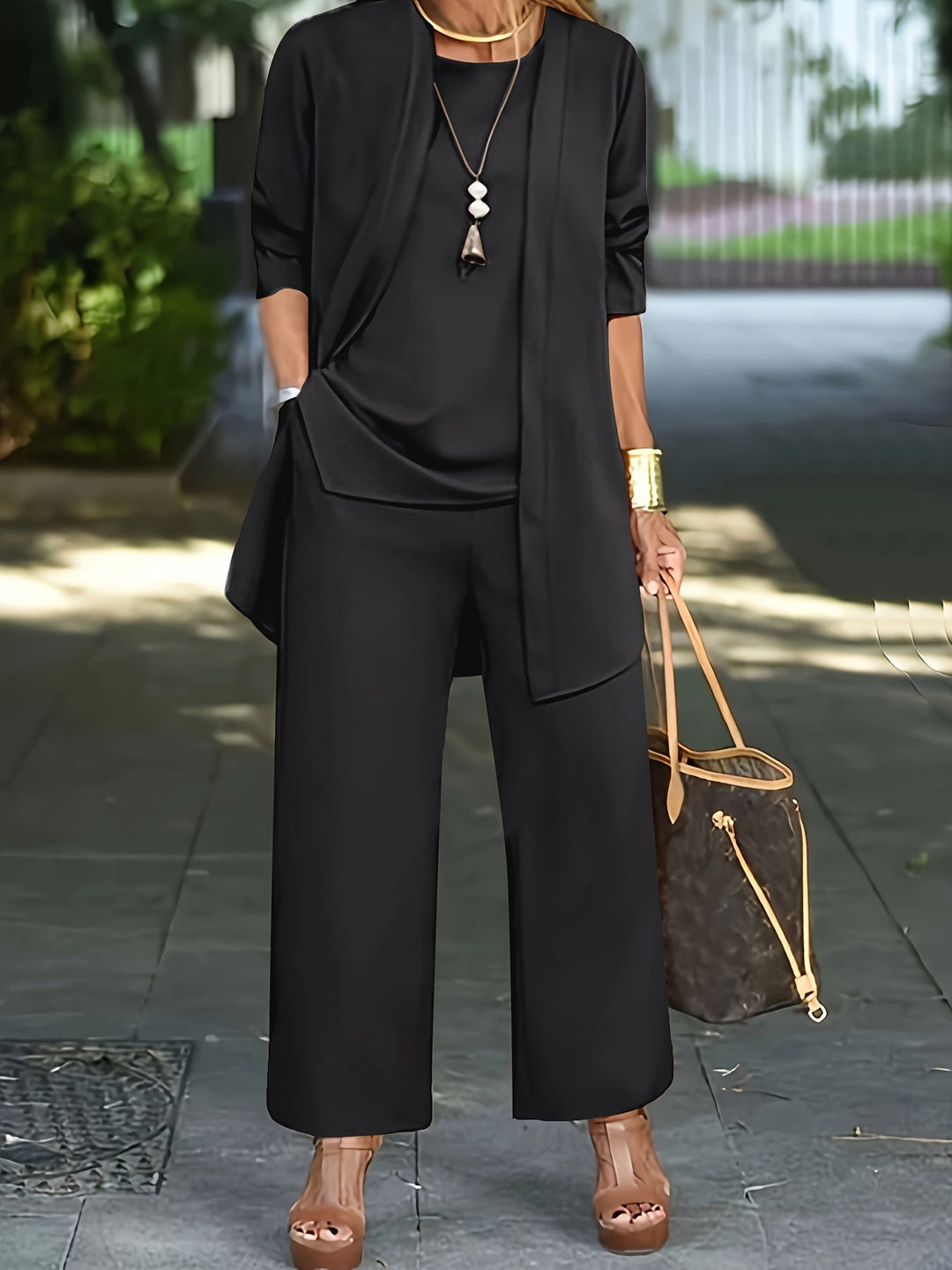 Eveline™ - Chic Enfärgad Tre Delars Set